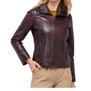 ผู้ผลิตเสื้อแจ็คเก็ตหนังแท้สำหรับผู้หญิงแบบกำหนดเอง บุด้วยผ้าฝ้ายถัก แห้งเร็ว เป็นมิตรกับสิ่งแวดล้อม ขายส่ง - Product Image 1