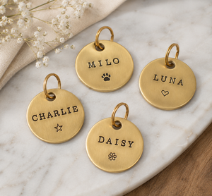 <b>Custom</b> Engraved Eco-Friendly Modern Brass Pet ID <b>Tags</b> Personalized <b>Dog</b> Cat Name <b>Tags</b> Premium Round Metal Collar Accessories - Product Image 1