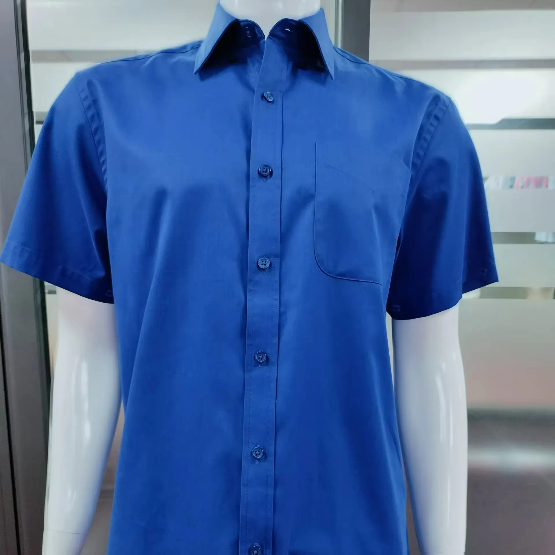 Top prodotto camicia da uomo uomo di marca camicia a maniche corte di alta qualità Casual colletto blu scuro da uomo camicie Casual