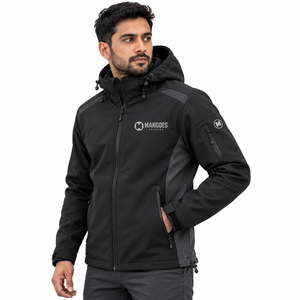 Veste matelassée à capuche unisexe en denim respirant et à séchage rapide, 100 % coton, brodée, isolée, pour l'hiver, mode outdoor - Product Image 3