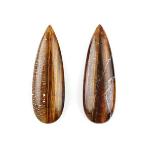 Perles Briolette en Œil de Tigre Marron Naturel de Qualité Unique, Forme Poire 10x30mm, Poli Miroir, Pierres Précieuses Libres pour la Fabrication de Bijoux - Product Image 1