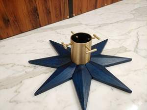 Support d'arbre de Noël en forme d'étoile pour décoration intérieure, utilisation au sol, support d'arbre de Noël en bois avec collier métallique - Product Image 6