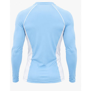 Chemise de fitness pour homme, bleu clair, manches longues, anti-UV, séchage rapide, respirante, en spandex et polyester - Product Image 2
