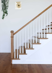 Rampe d'escalier en bois de chêne blanc réglable pour intérieur/extérieur, profilé durable, pièces d'escalier en bois massif pour appartement - Product Image 5