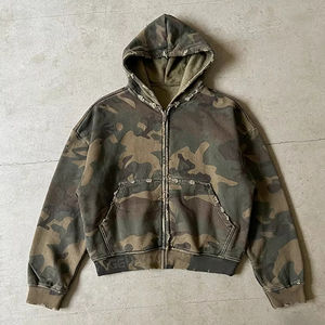 Sudaderas con Capucha de Camuflaje con Cierre Completo para Hombre, Sudaderas Casuales para Correr, Sudaderas Unisex de Algodón Francés con Capucha de Camuflaje para Mujer, Estilo Hip Hop - Product Image 4