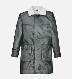 Manteau long pour homme en cuir véritable 100% original, qualité supérieure, manteau long en cuir marron tendance pour homme adulte - Product Image 1