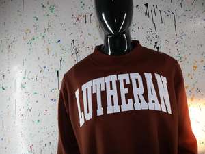 Sudadera LUTHERAN BROWN con cuello alto, 100% BLANCA, con apliques bordados, cuello ancho, CLUSH SPORTS - Product Image 6