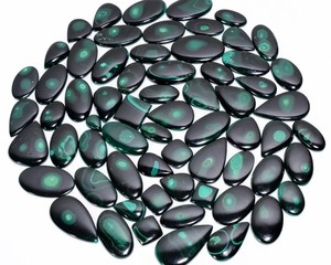 Lot de cabochons en malachite naturelle verte, pierres précieuses polies, pierres en vrac, vente en gros, cabochons pour la fabrication de bijoux - Product Image 1