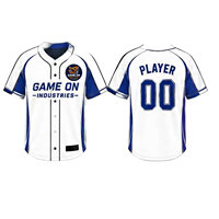 Camiseta de Béisbol de Primera Calidad OEM/ODM, Personalizada con Logotipo Bordado en Sarga, Cierre de Botones, Mangas Cortas, Ropa Deportiva