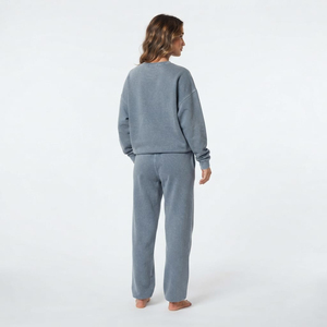 Conjunto de sudadera y pantalones deportivos de corte holgado con efecto lavado ácido para mujer, conjunto de dos piezas informal estilo streetwear para mujer - Product Image 4