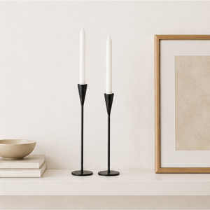 Luxury <b>Black</b> Iron Taper Candle Holders Set of 2 Metal <b>Candlestick</b> Stands For Wedding Centerpieces & Festive Dining Table Accents - Product Image 4