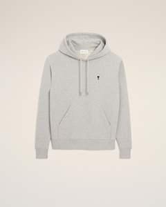 Sudadera con Capucha Gris Claro para Hombre, Corte Regular, Tejido de Algodón, Color Sólido, Estilo Casual para Otoño, Diseño con Logotipo Frontal y Bolsillo - Product Image 1
