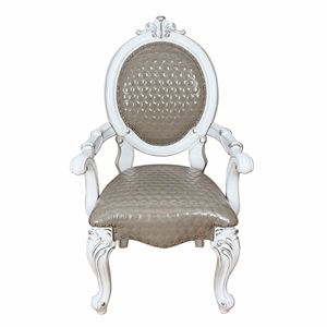 Set di 2 sedie da pranzo con braccioli color tortora e bianco osso con finiture a borchie - Product Image 3