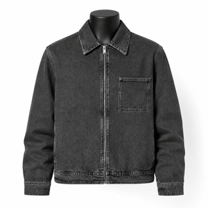 Wholesale Custom Men's Formal Acid Wash Denim Jackets Solid Color <b>Button</b> Closure 100% Cotton - Product Image 1