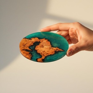 Classic Durable Polished <b>Resin</b> Wood Coaster Set Die Cutting Printing Natural Hardwood <b>Clear</b> Epoxy <b>Resin</b> Customizable Coasters - Product Image 1