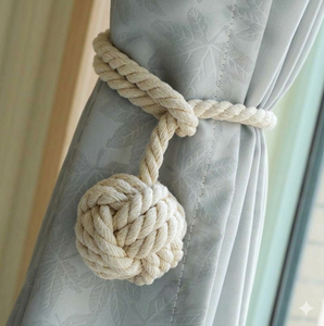 Sujetadores de Cortinas de Cuerda de Algodón, Estilo Costero Esférico, Accesorios Decorativos Textiles Duraderos para Cortinas de Ventana - Product Image 1