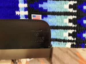 Manaal Enterprises Classic <b>Blue</b> Geometric Pattern Western Equestrian Saddle Pad Cotton Material Fleece Lined Wool Shell Horse - Product Image 4