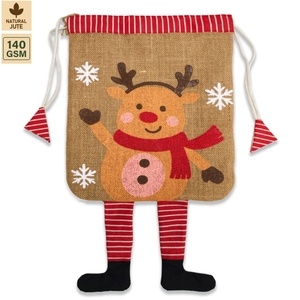 Sac cadeau en jute et coton non laminé avec cordon de serrage, emballage cadeau 26x34 cm, logo personnalisé, vente en gros OEM, réutilisable, modèle SNC123 - Product Image 1