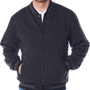 Men's <b>Black</b> Bomber <b>Jacket</b> Regular Fit <b>Fleece</b> Lined Casual Outerwear Turn-down Collar Button Closure Autumn Wear - Product Image 3