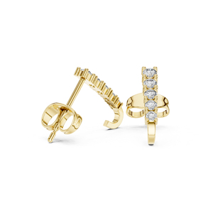 Boucles d'oreilles de fiançailles en or jaune 14 carats avec diamant rond cultivé en laboratoire pour femmes |   Nouveau diamant cultivé - Product Image 6