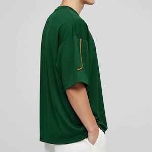 Best Quality Cotton 180GSM Solid Eco-Friendly Quick Dry Anti-Wrinkle Custom Logo Loose Fit <b>Drop</b> Shoulder O-Neck Hip Hop T-Shirt - Product Image 5