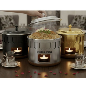 Ensemble de trois casseroles isothermes à double paroi en acier inoxydable, design élégant, nouveau réchaud alimentaire en métal - Product Image 1