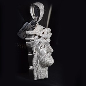 Pendentif Visage de Jésus Luxe Sertie de Diamants Moissanite VVS, en Alliage Plaqué Argent 925, Breloque Hip-Hop, Cadeau Religieux Unisexe pour Homme - Product Image 3