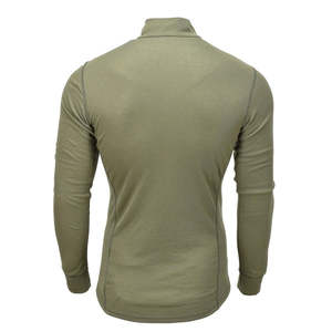 Haut de base à manches longues vert olive avec fermeture éclair quart de tour, en polyester extensible, idéal pour les activités de plein air - Product Image 3