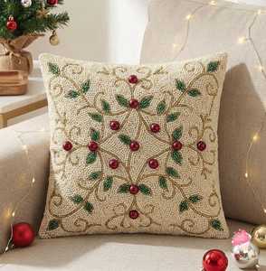 Funda de Cojín Hecha a Mano con Cuentas y Bordado Intrincado, Económica, para Sofá, Cama, Sillón y Decoración Elegante de Sala de Estar - Product Image 4