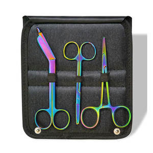 Juego de Tijeras Hemostáticas de 3 Piezas, Multicolor, Recubiertas de Titanio, Acero Inoxidable de Primera Calidad, Tijeras para Vendajes Rainbow Lister, CE - Product Image 1