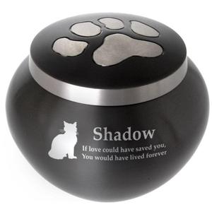 Urne funéraire noire pour animaux de compagnie avec motif de patte, urne métallique personnalisable Odyssey pour cendres, fournisseur en gros d'articles funéraires pour animaux - Product Image 4