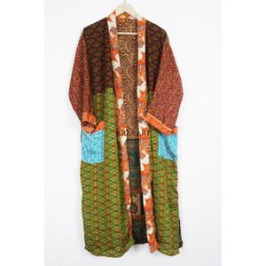 Designer Floral Print Vintage Silk Sari Kimono <b>Robe</b> Casual Summer Intimates <b>Beach</b> Nightgown Floor-Length Kimono <b>Robe</b> - Product Image 4