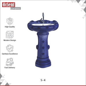 Fabricant indien vendant des articles sanitaires de salle de bain de haute qualité, lavabo sur pied en céramique blanche design à prix abordable - Product Image 2