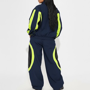 Custom OEM High Quality Women's Waterproof Windbreaker Tracksuit | Women Zip-Up Striped <b>Jogger</b> Set for Outdoor Sports Tracksuit - Product Image 2