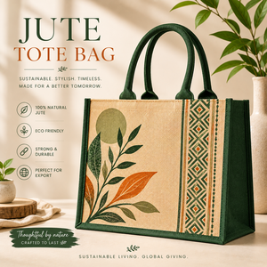Sac fourre-tout en jute écologique imprimé sur mesure avec poignées en coton, réutilisable pour les courses, les cadeaux, les mariages, les expositions, l'emballage, 36x31x15cm - Product Image 1