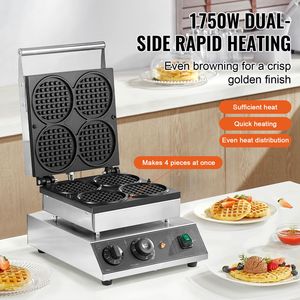 Commercial 1750W Non-Stick Belgian <b>Waffle</b> <b>Maker</b> 4PCS Stainless Steel <b>Waffle</b> Baker Machine with Temperature Control - Product Image 2