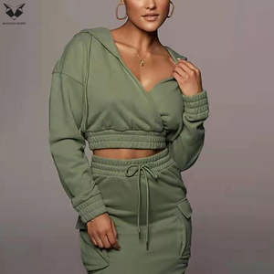 <b>High</b> Quality Custom Logo Women Hoodies Skirt Set 2 Piece Outfits, Women's Autumn Winter Solid Color Hooded And Skirt Set - Product Image 5