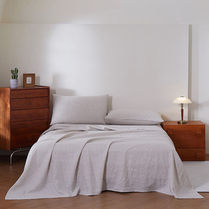 Plain Dyed 100% Organic Polyester Therapy Eco-Friendly 4-Piece Set Solid Color Fitted <b>Bed</b> Sheet 2 <b>Pillow</b> Flat Fitted Sheet Sets - Product Image 4