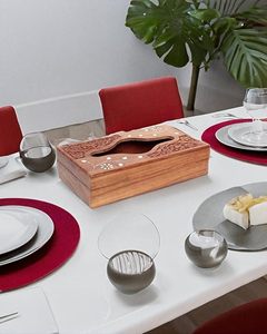 Porta Fazzoletti di Design in <span class=keywords><strong>Legno</strong></span> Intagliato con Motivi Floreali Incisi, Qualità Premium per Elegante Decorazione Domestica - Product Image 1