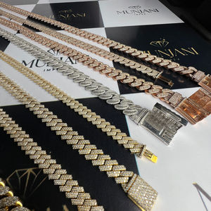 สร้อยคิวบาลิงค์ โมอิสซาไนต์ ชุบทอง เงินแท้ 925 ทรงเหลี่ยมเจียระไน ได้รับการรับรองจาก IGI ระดับ VVS สไตล์ฮิปฮอป เครื่องประดับคุณภาพสำหรับทุกเพศ - Product Image 1