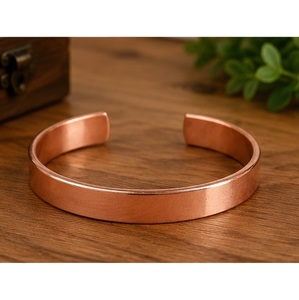 Copper Flat Cuff Bracelet Handcrafted Solid Copper Bangle Wholesale Modern Men's Solid Copper Wide Flat Cuff Bracelet Minimalist - Product Image 1