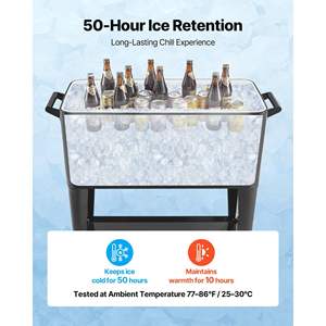 Enfriador de bebidas negro rodante de 80 cuartos de galón, estante inferior para Patio, fiesta, Bar, almacenamiento de bebidas, cofre de hielo para 50 botellas/110 latas, piscina - Product Image 5