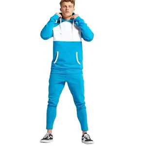 Özel spor kıyafetleri renk bloğu erkek spor slim jogger boş eşofman tasarım kendi spor basketbol setleri hoodies ve jogger