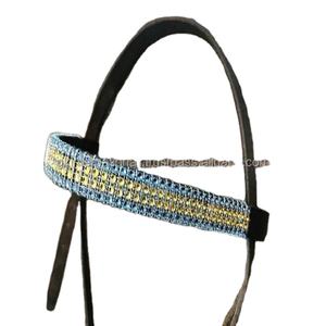 สายคาดคิ้วหนังงานทำมือประกายเพชรสีเหลืองและสีเทามัสตาร์ด - Product Image 1