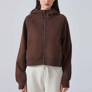 Hoodie unisexe oversize à coupe courte, couleur unie, avec poches en polaire, style décontracté pour l'automne, manches classiques, tricoté 100% coton, écologique - Product Image 6