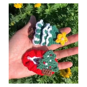 กิ๊บติดผมไม้ถักโครเชต์ลายดอกไม้ ทำมือ เป็นมิตรกับสิ่งแวดล้อม ชุด DIY คละสี ธีมคริสต์มาส สำหรับผู้หญิง ขนาด 5*3.5 ซม. - Product Image 5