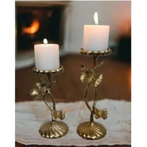 Portavelas de Metal de Diseño para Decoración de Bodas y Hogar, Acabado Dorado, Grabado a Mano - Product Image 1