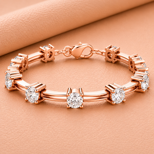 Bracelet minimaliste rond avec diamants pour femme, élégant, or, argent, or rose, bijoux de luxe pour tous les jours, cadeau - Product Image 3
