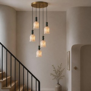 Luminaire suspendu moderne en laiton, forme de fleur, décoration intérieure contemporaine, éclairage pour salon - Product Image 2