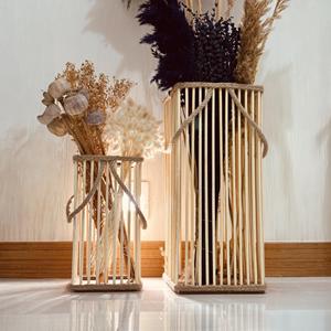Vase de sol en bambou artisanal de qualité supérieure, décoration bohème et rustique, 15x10 pouces, lot de 2, fournisseur OEM Vietnam - Product Image 6